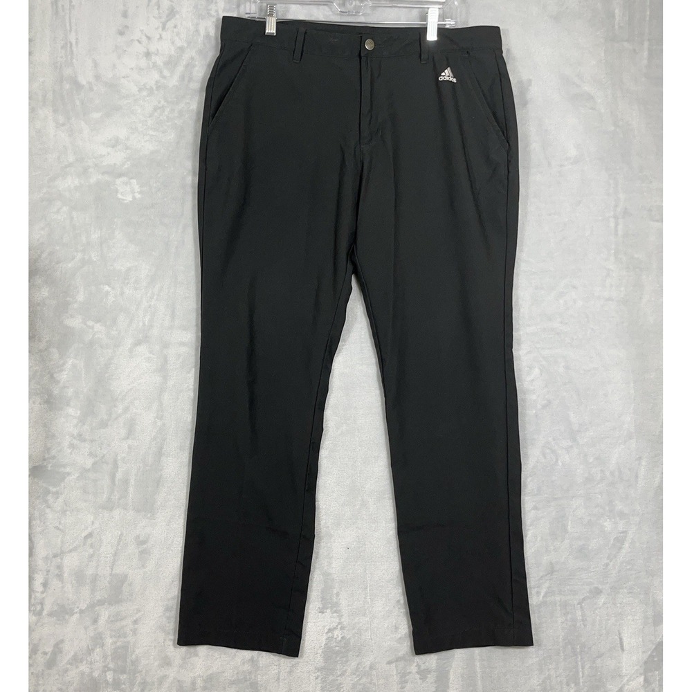 Adidas Mens Golf Pants 36x32 Black 3-Stripes‎ Performance Trousers Athleisure